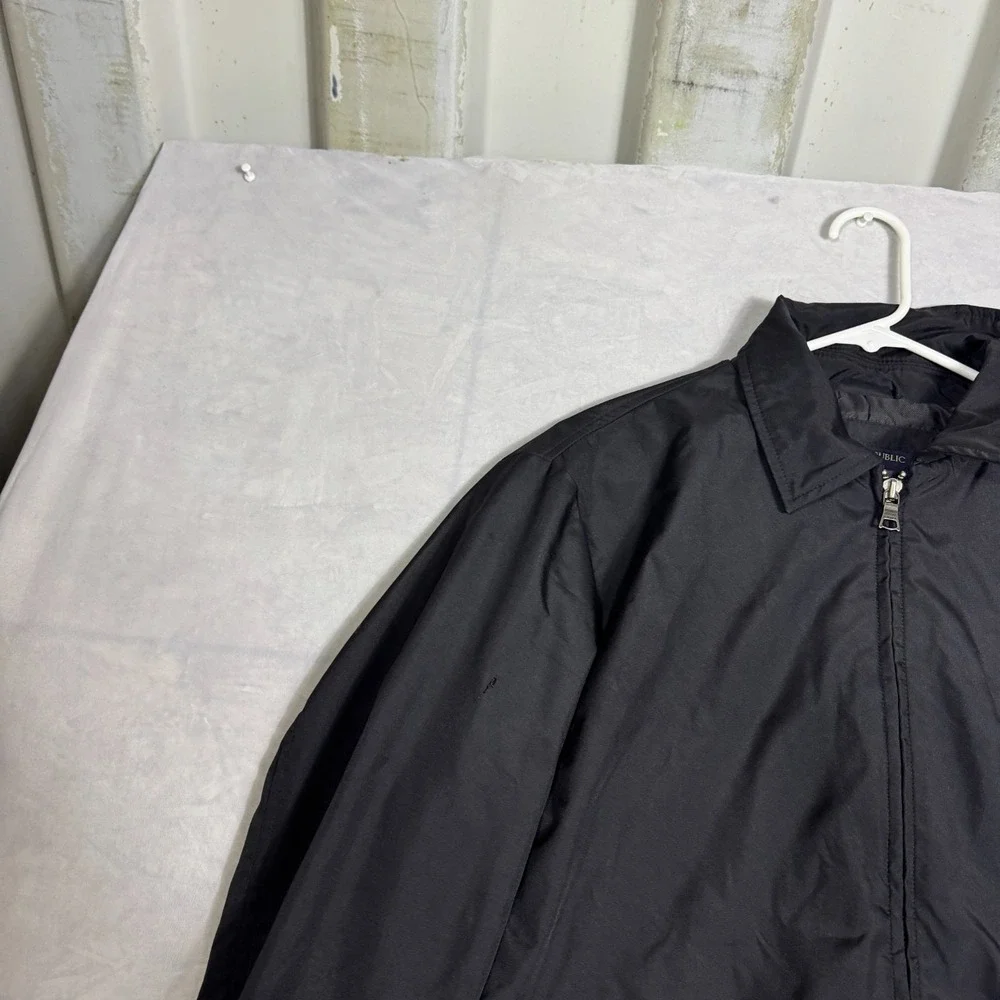Banana Republic Mens Windbreaker Jacket Black Lined‎ Full Zip Long Sleeve Size S